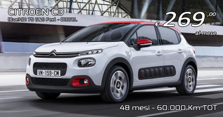 CITROEN C3 BlueHDI 75 S&S Feel - Diesel - 269,00 €/mese